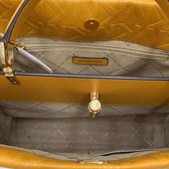 Michael Kors Penelope Large Top Handle Satchel Marigold Color - Picture 10 of 16